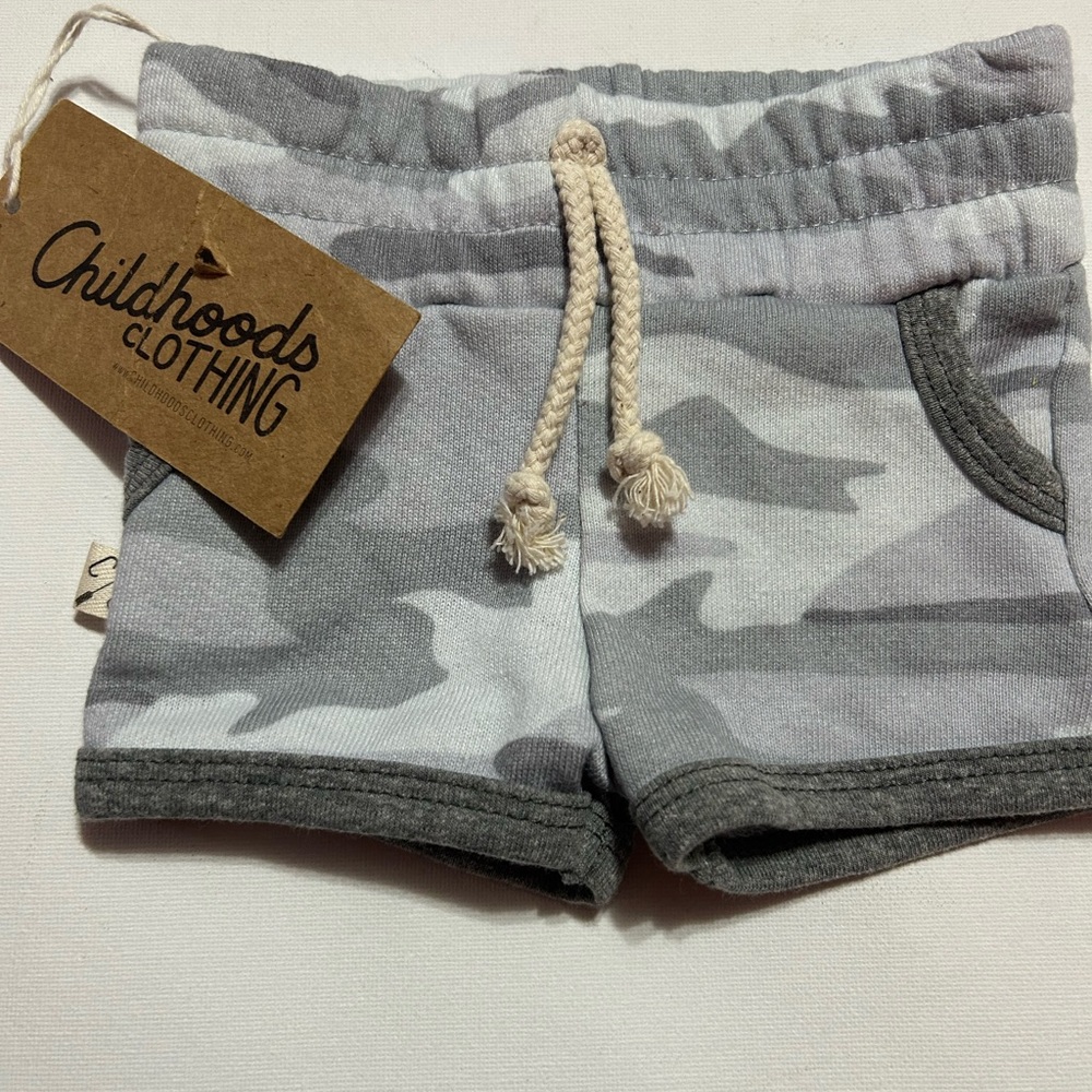 Childhoods Clothing Gray Camo Kids Shorts with Drawstring